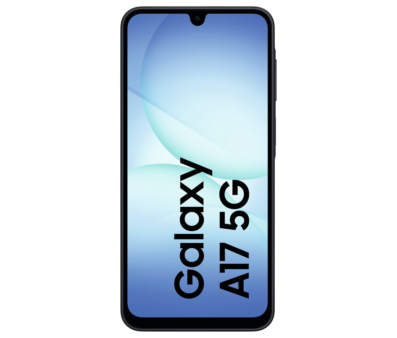 Schwarzes Samsung Galaxy A17 5G Smartphone mit 128 GB Speicher.
