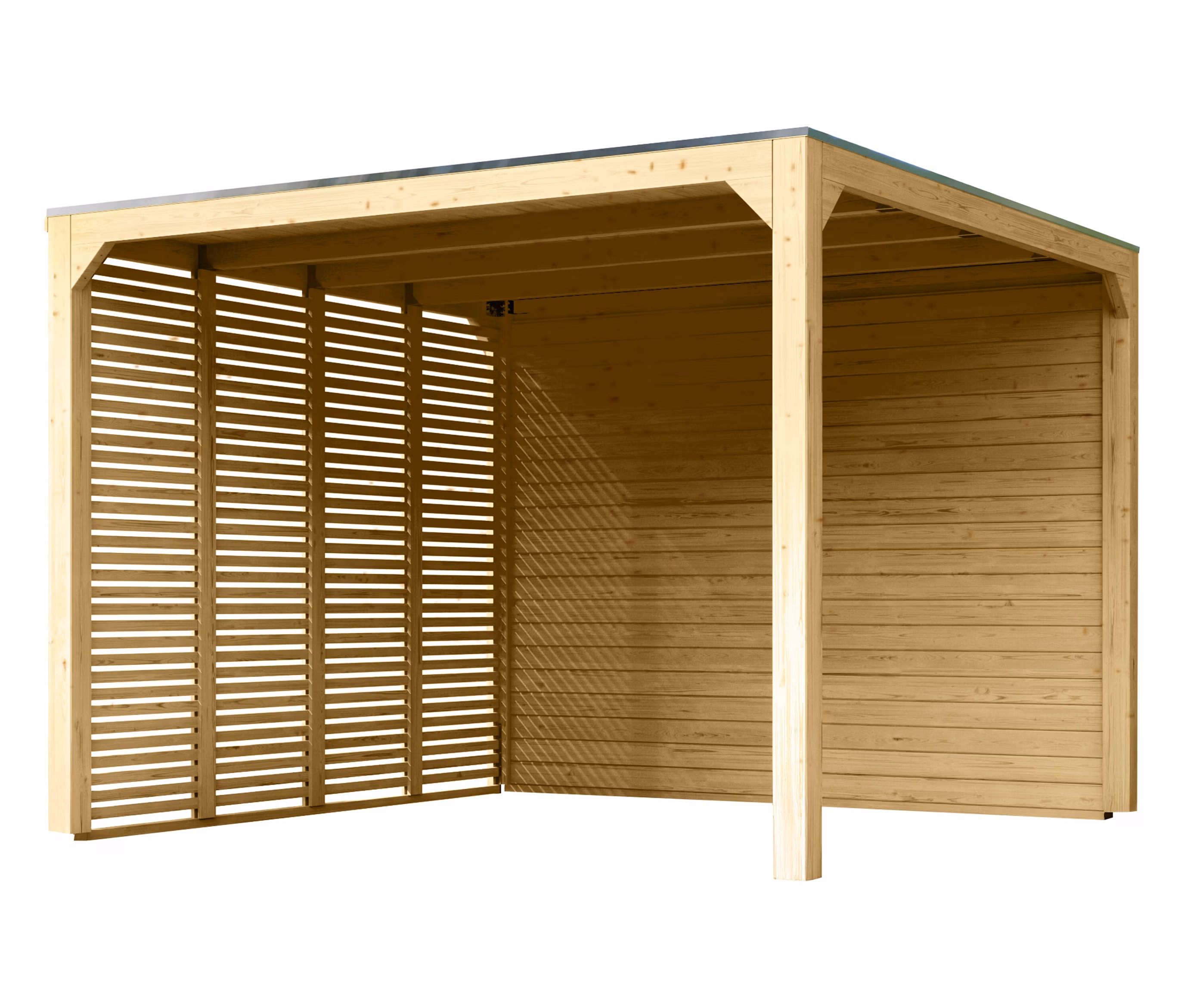 Karibu Pavillon »Markaska« mit Leimholz-Balken und Dacheindeckung - 320x320x239cm - braun -