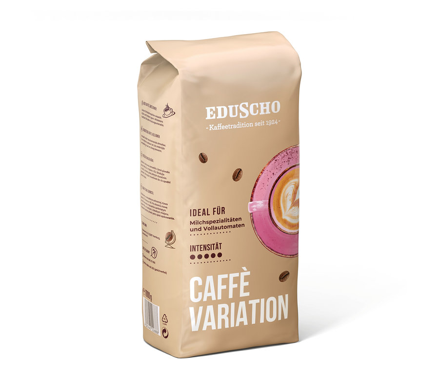 Eine Packung Eduscho Caffè Variation Ganze Bohne.
