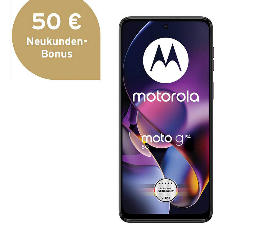 Dunkelblaues Motorola moto G54 5G 256GB Smartphone.