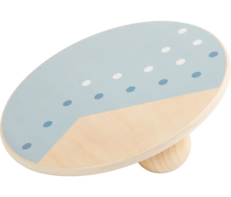 small foot Balancierbrett »Adventure«: Balancebrett aus Holz mit blau-beigem Design und weißen und blauen Punkten.