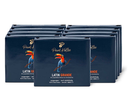 Neun Packungen Privat Kaffee Latin Grande - 9x 500 g Gemahlen Kaffee.