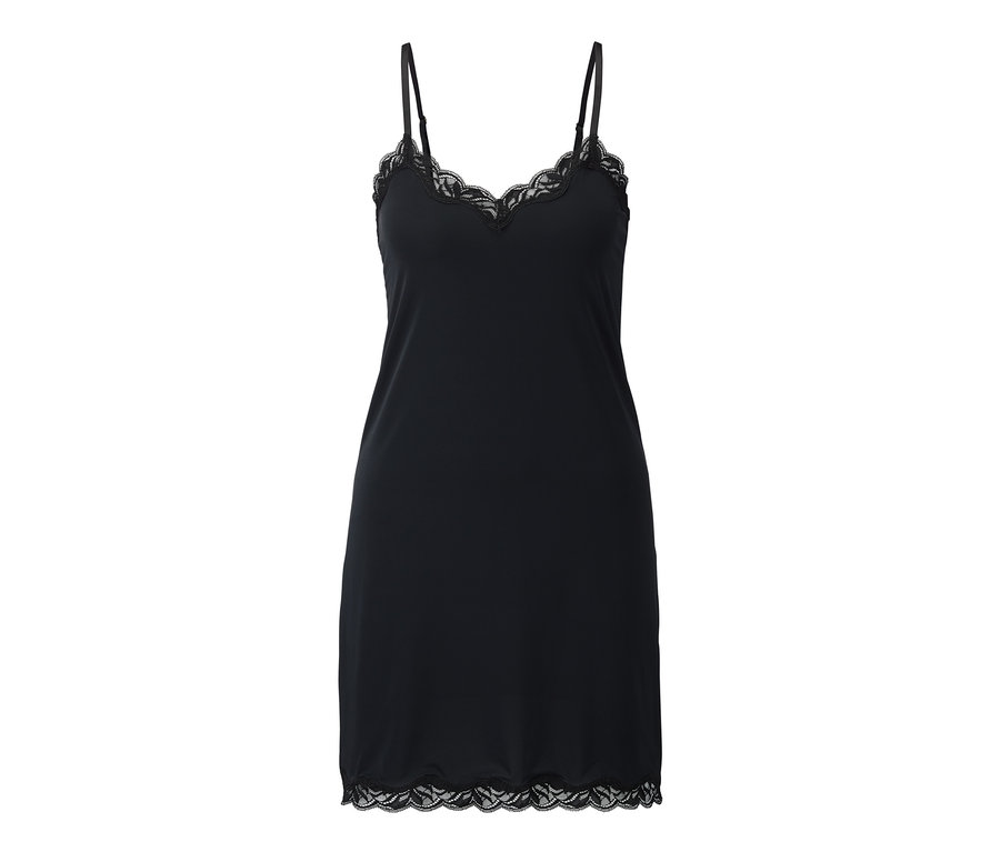 Schwarzes Unterkleid mit Spitze.