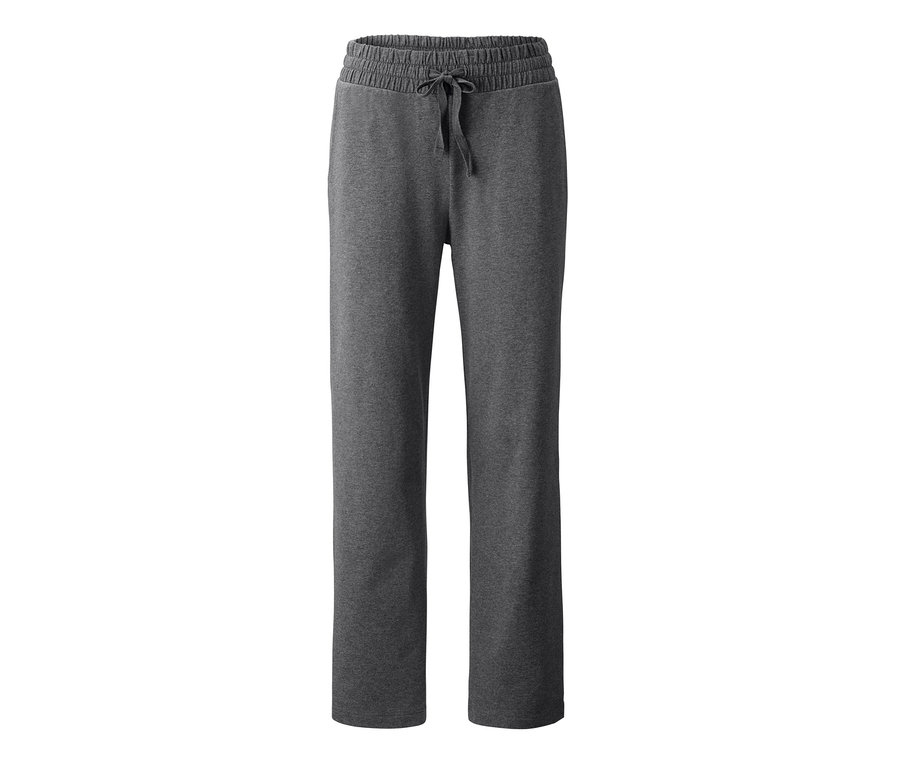 Graue Loungewear-Hose mit Kordelzug in der Taille.