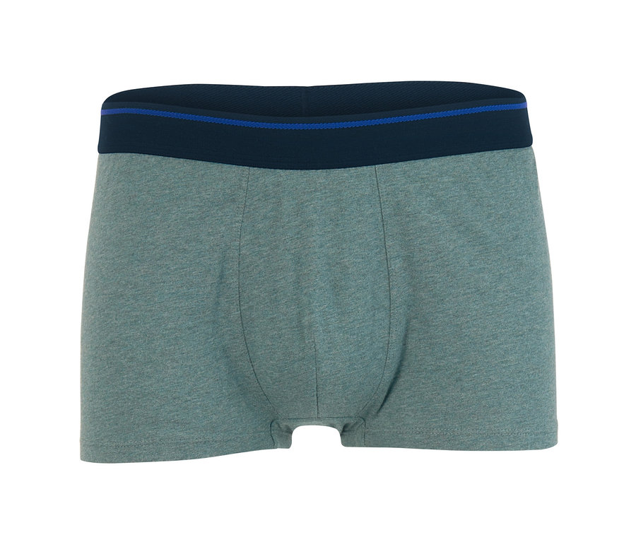 Nahaufnahme einer einzelnen graugrünen Slipboxer mit einem marineblauen Bund, aus einem 2er Set.