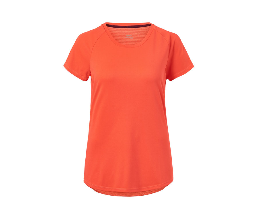 Orangefarbenes Funktionsshirt.