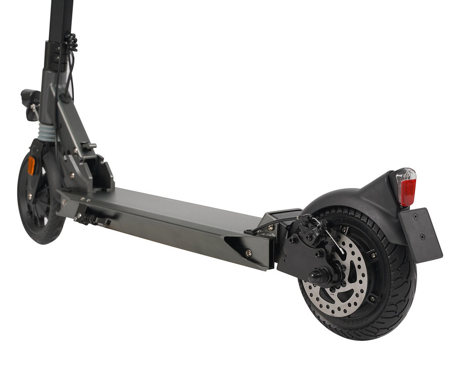 Detailansicht des Hinterrads und Teils des Rahmens eines E-Scooters vom Typ L.A. Sports E-Scooter »Speed Deluxe«.