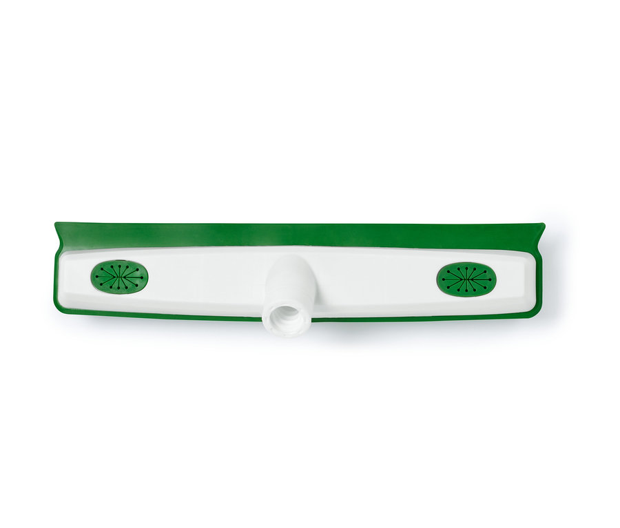 Weißer Universal-Reinigungsbesen mit grünem Rand.