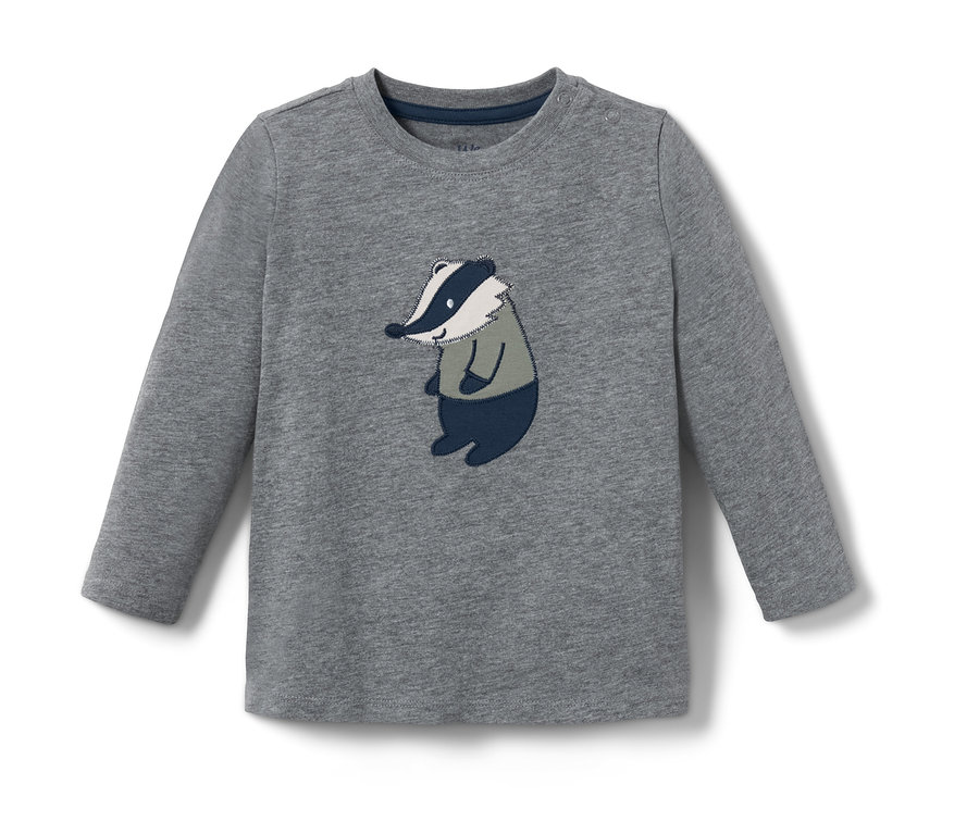 Graues Langarmshirt mit einem Dachs.