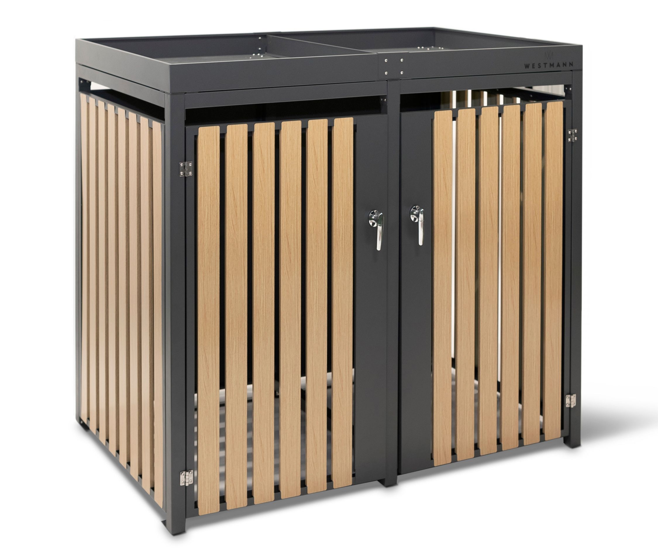 Tchibo - Mülltonnenbox mit Blumenkasten - 134x84x124cm - anthrazit - Stahl