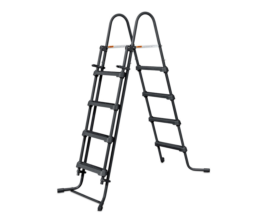 Schwarze Schwimmbadleiter vor einem weißen Hintergrund.