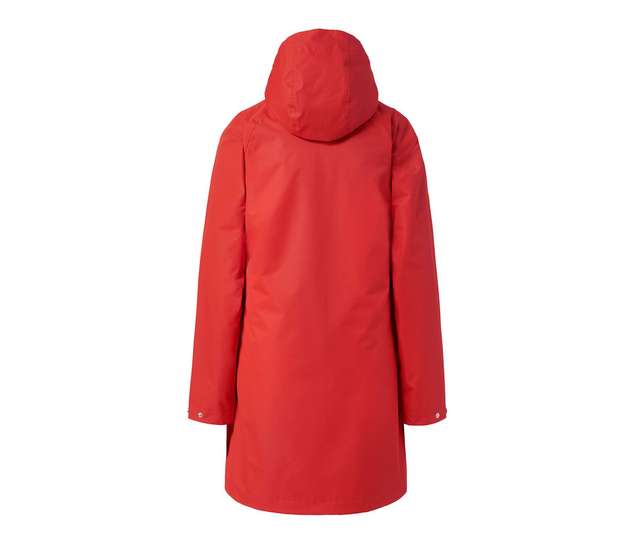 Rückansicht einer roten 3-in-1-Regenjacke.