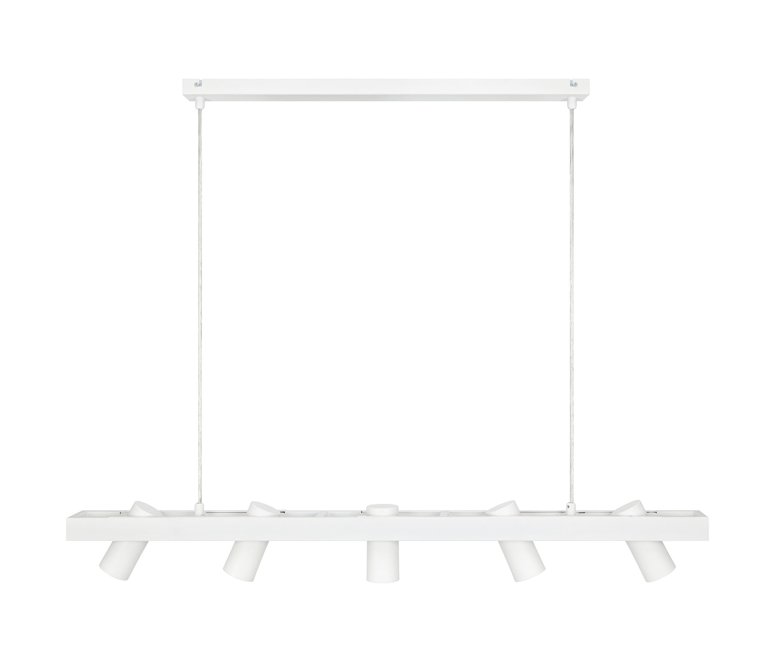 Weiße Deckenleuchte »TORINO« hängt an Seilen.