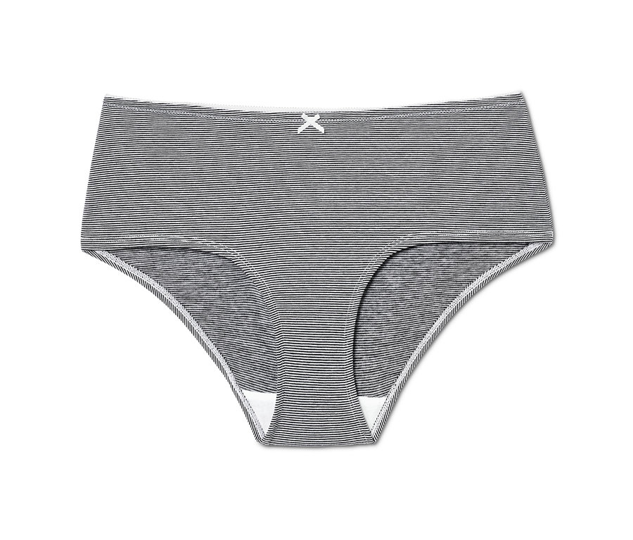 Eine schwarz-weiß gestreifte Panty, 5er Pack.