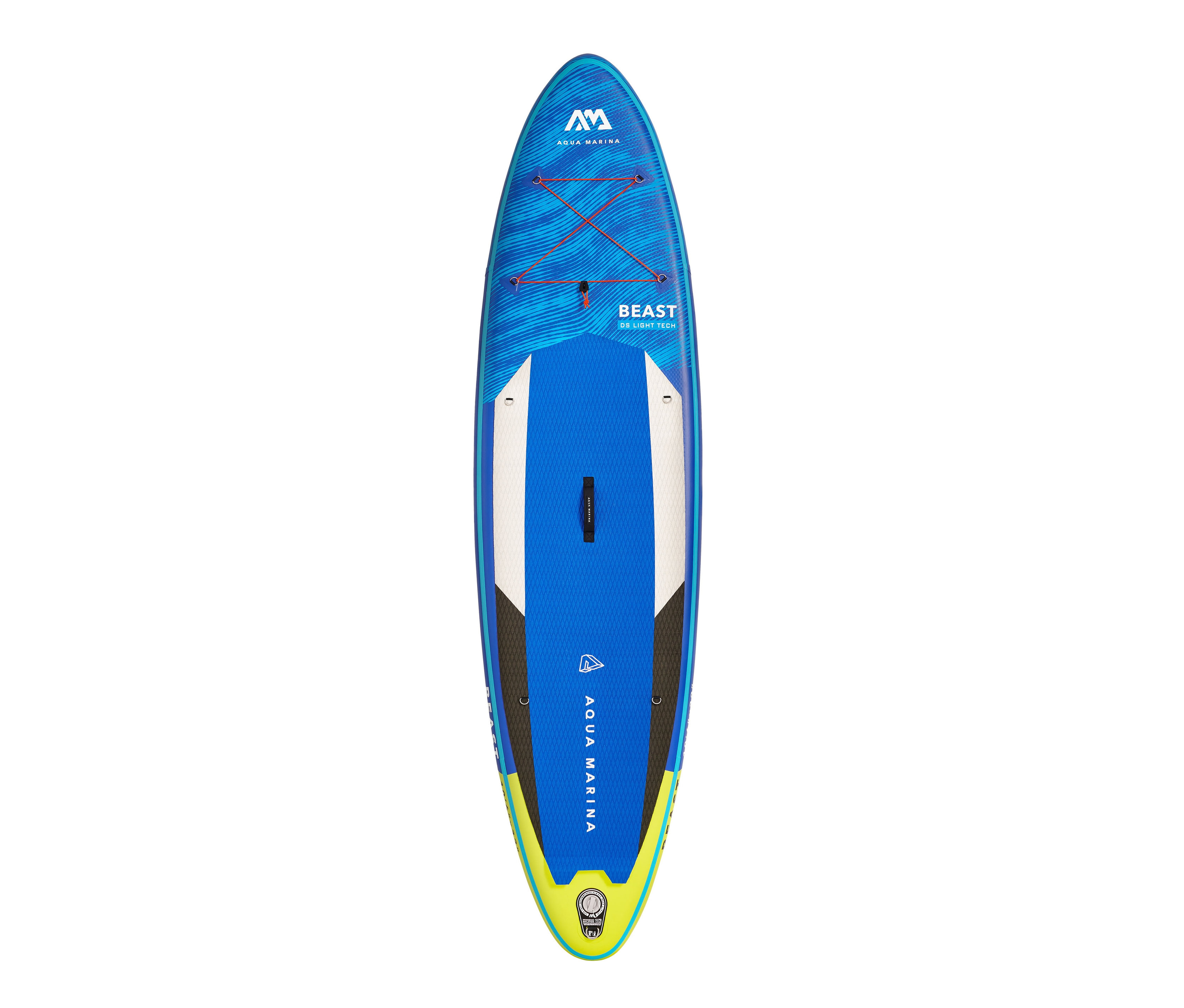 Blaues SUP-Board »Beast« von Aqua Marina mit Bungee-Seilen.