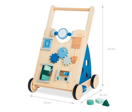 Pinolino Activity-Lauflernwagen »Titus« aus Holz mit Rädern und verschiedenen Spielzeugen.
