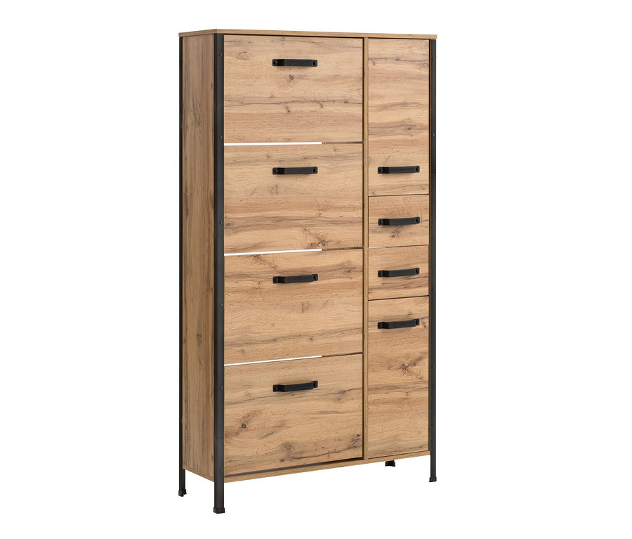 Schildmeyer-Schuhschrank »Hako H900K« aus braunem Holz mit schwarzen Details.