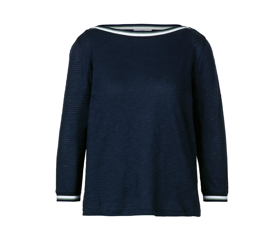 Marineblaues Blusenshirt mit 3/4-Arm.