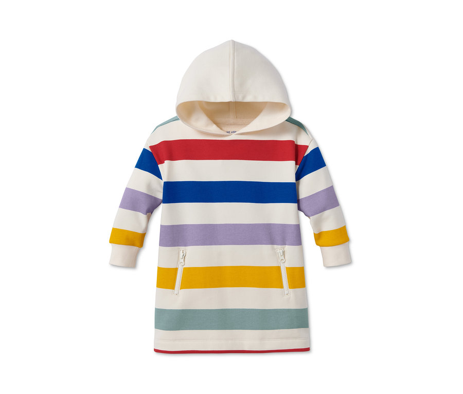 Gestreiftes Sweatshirt mit Kapuze und Reissverschlusstaschen.