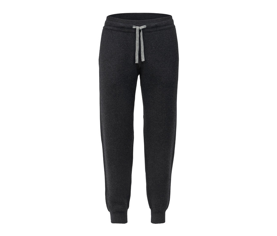 Graue Strick-Homewearhose mit Kordelzug.