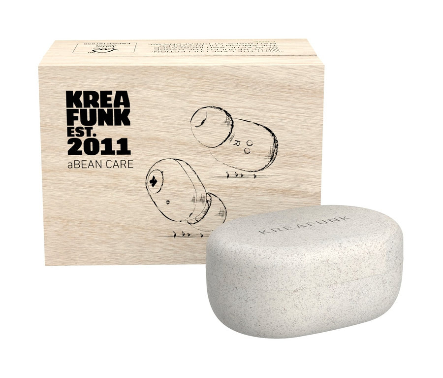 Auf einem weißen Hintergrund ist eine Schachtel Kreafunk Care In-Ear-Bluetooth®-Kopfhörer »aBEAN« zu sehen.