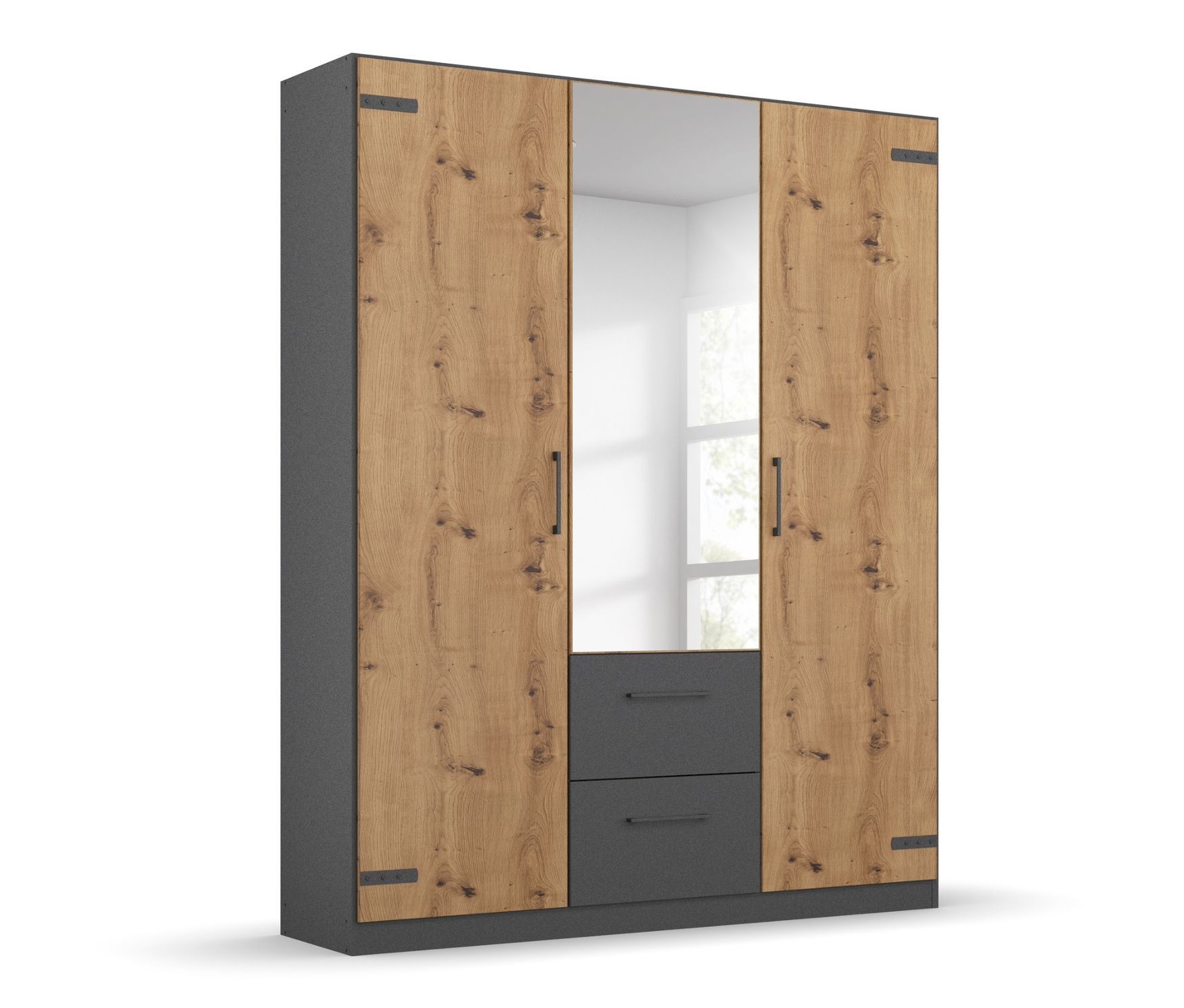 rauch Drehtürenschrank »Butte« - 136x57x197cm - grau - Holz