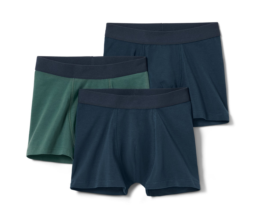 Drei Slipboxer, einer in Grün und zwei in Blau.