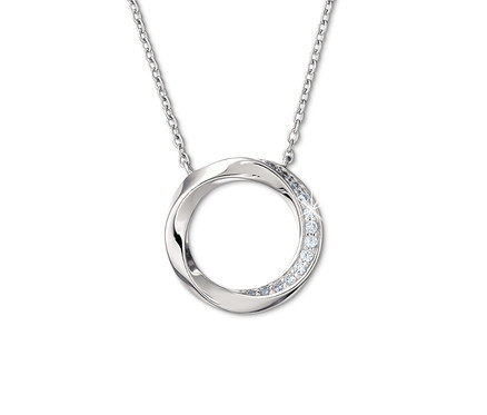 Detailansicht einer Kette Circle aus 925 Silber rhodiniert, mit Zirkonia.