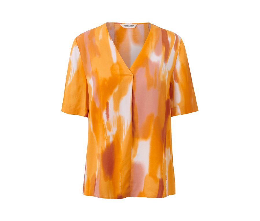 Orange, kurzärmelige Bluse mit Aquarell-Print.