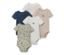 1x weiß mit Beeren-Print, 1x mint mit Beeren-Alloverprint, 1x beige mit Beeren-Print, 1x weiß mit Karo-Alloverprint, 1x mittelblau