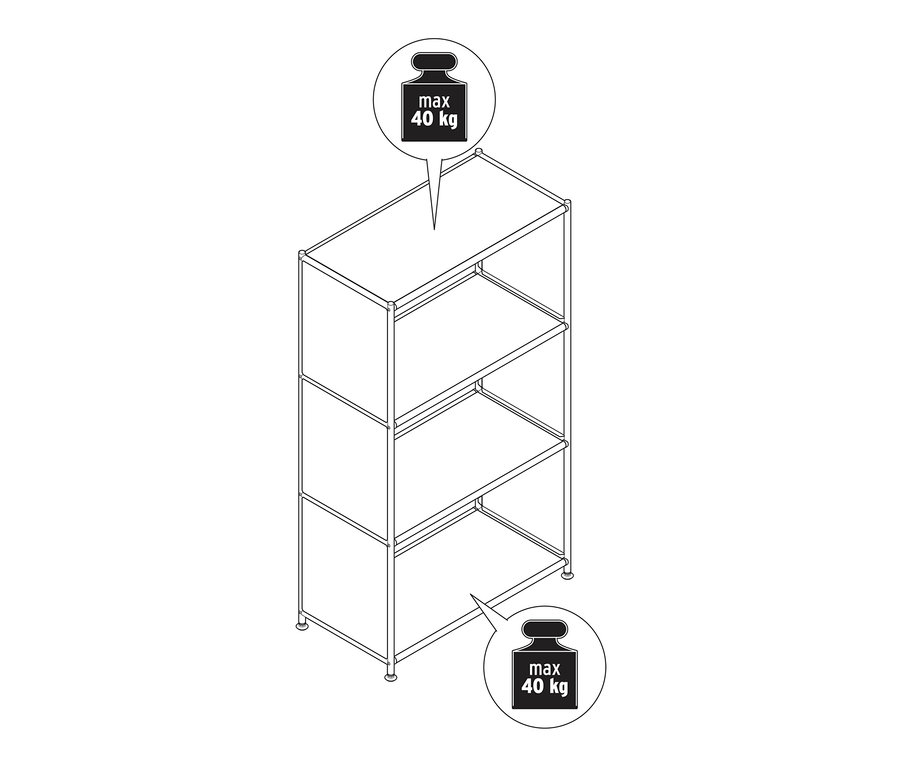 Illustration eines Metallregals »CN3« mit 3 Fächern.