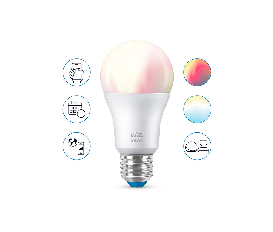 Nahaufnahme einer Kugelleuchte mit smartem WiZ-LED-Leuchtmittel.