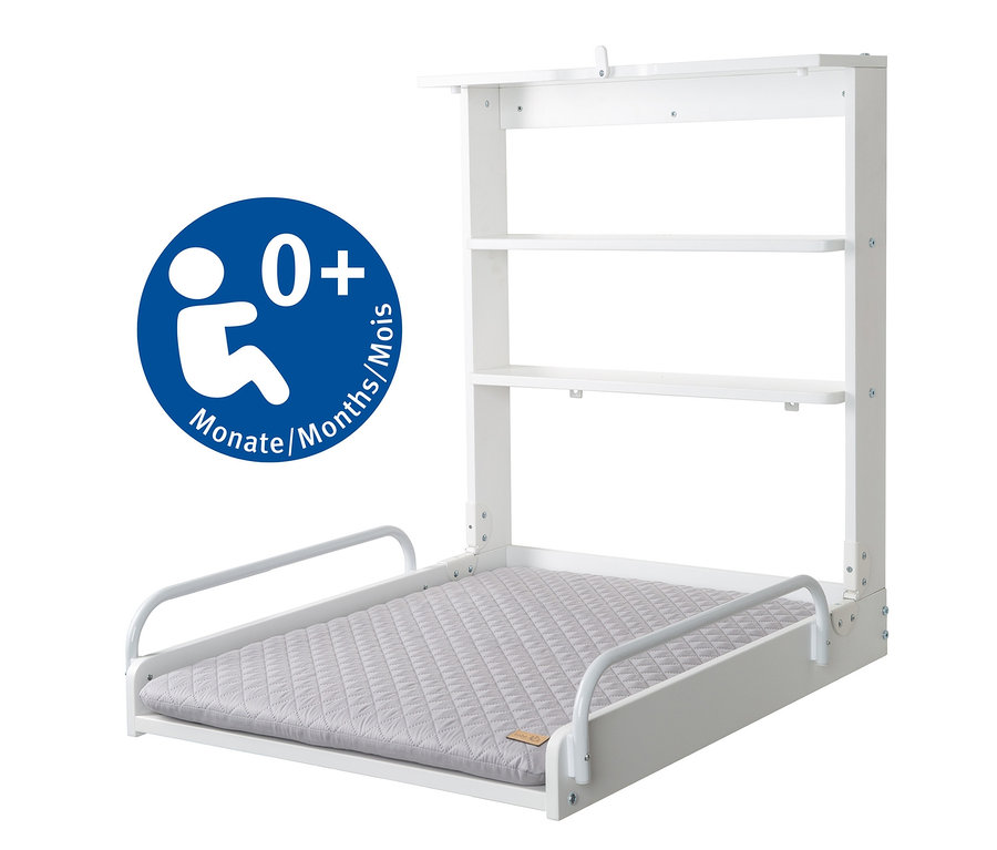 Weißer roba Wandwickelregal mit Wickelauflage »roba style grau«.
