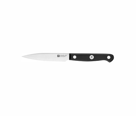 Ein ZWILLING Gourmet-Messer mit schwarzem Griff.