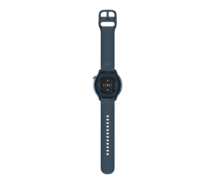 Rückansicht einer blauen Smartwatch Amazfit GTR Mini.