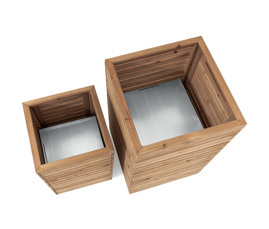 Zwei Pflanzsäulen »Tinus« von oben.