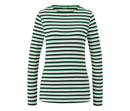Mehrfarbiges gestreiftes Langarmshirt.