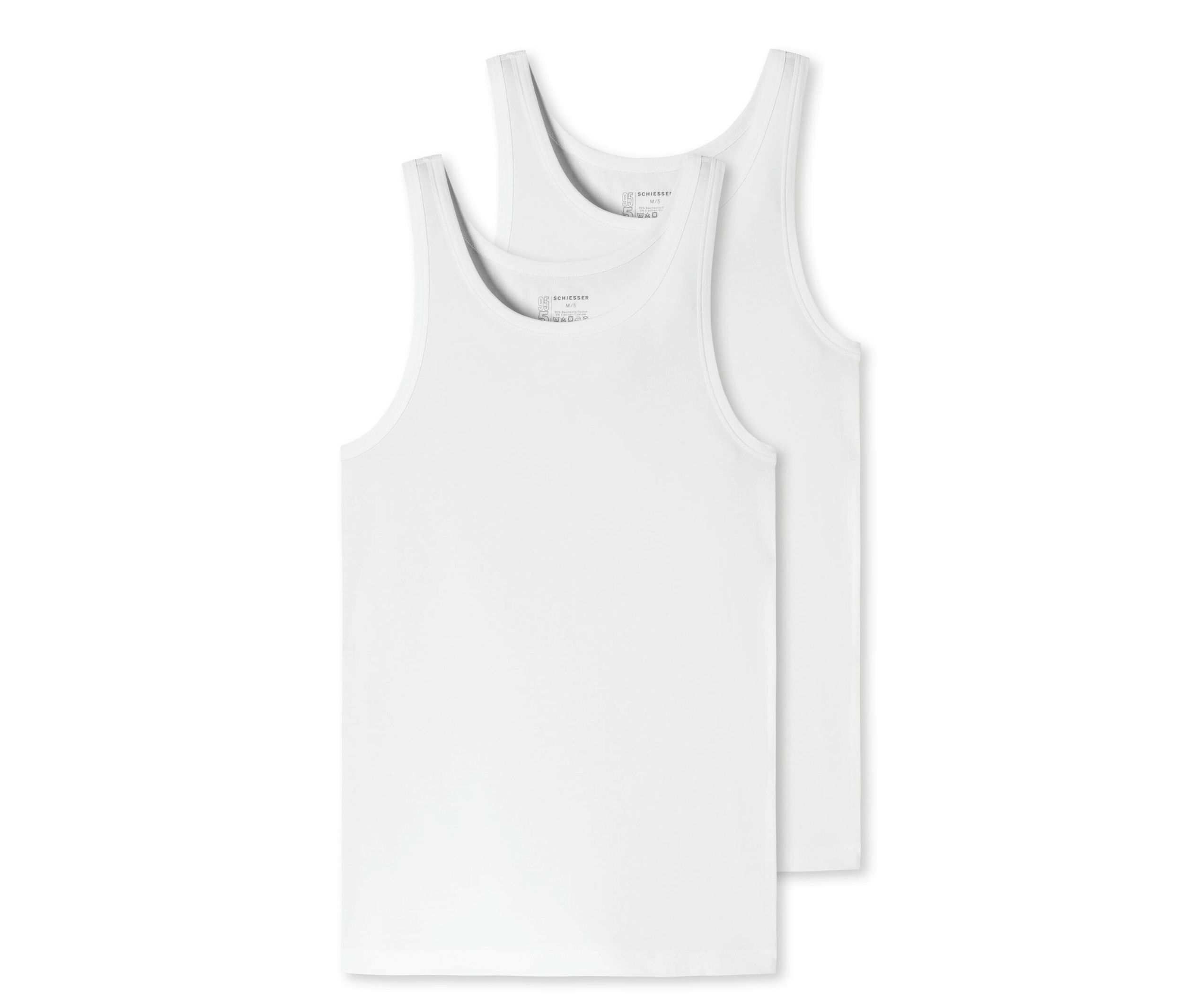 2 Schiesser Unterhemden mit Bio-Baumwolle - Herren - Gr. Xl/7 - weiß
