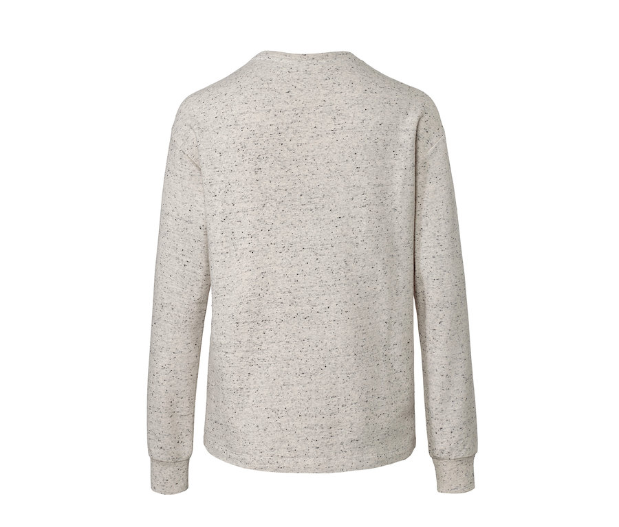 Beige Sweatshirt mit Knopfleiste.