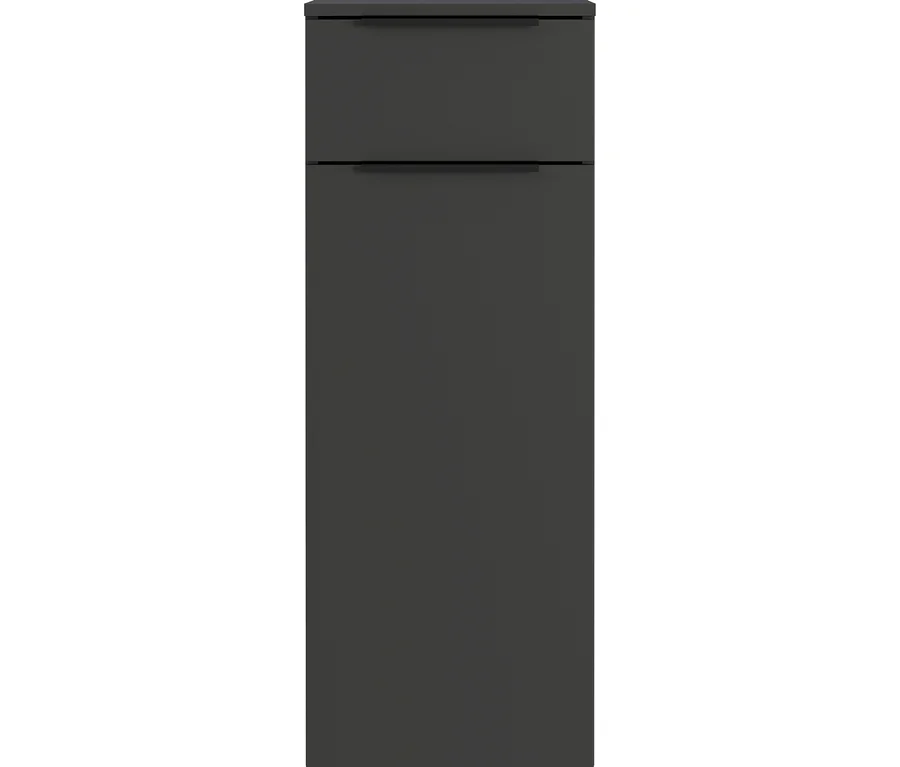 Ein schwarzer Dalvik Schrank mit zwei Schubladen.
