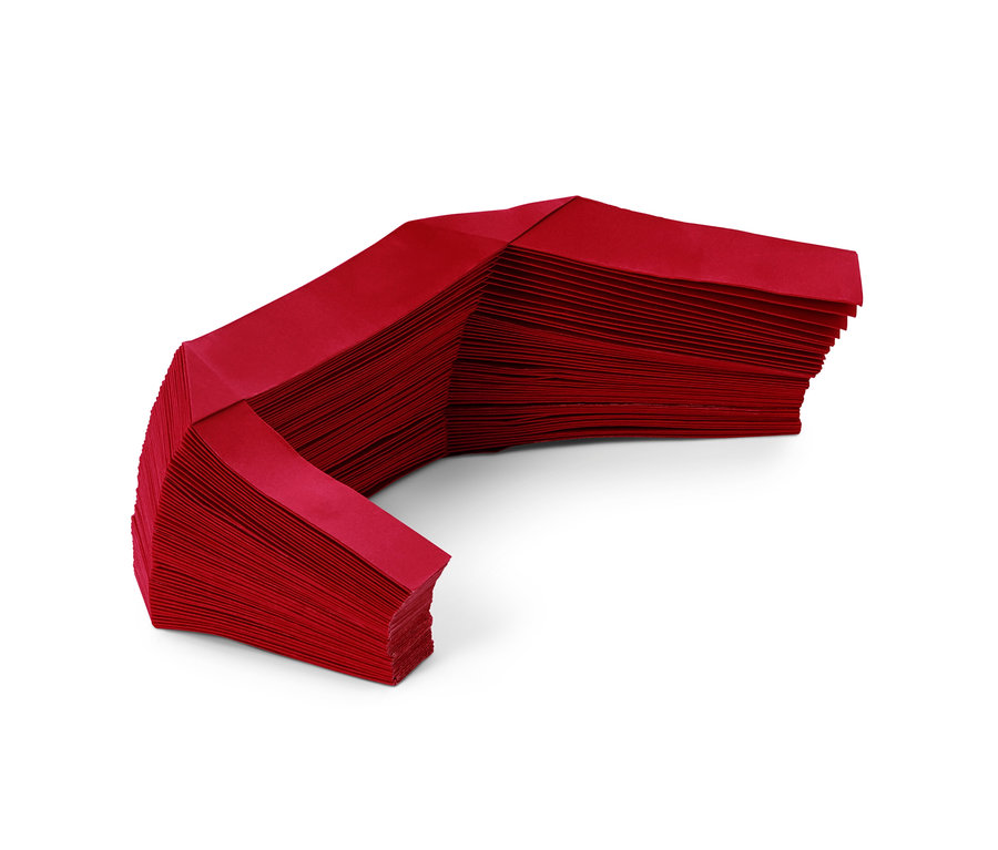 Ein roter Papier-Weihnachtsbaumrock.