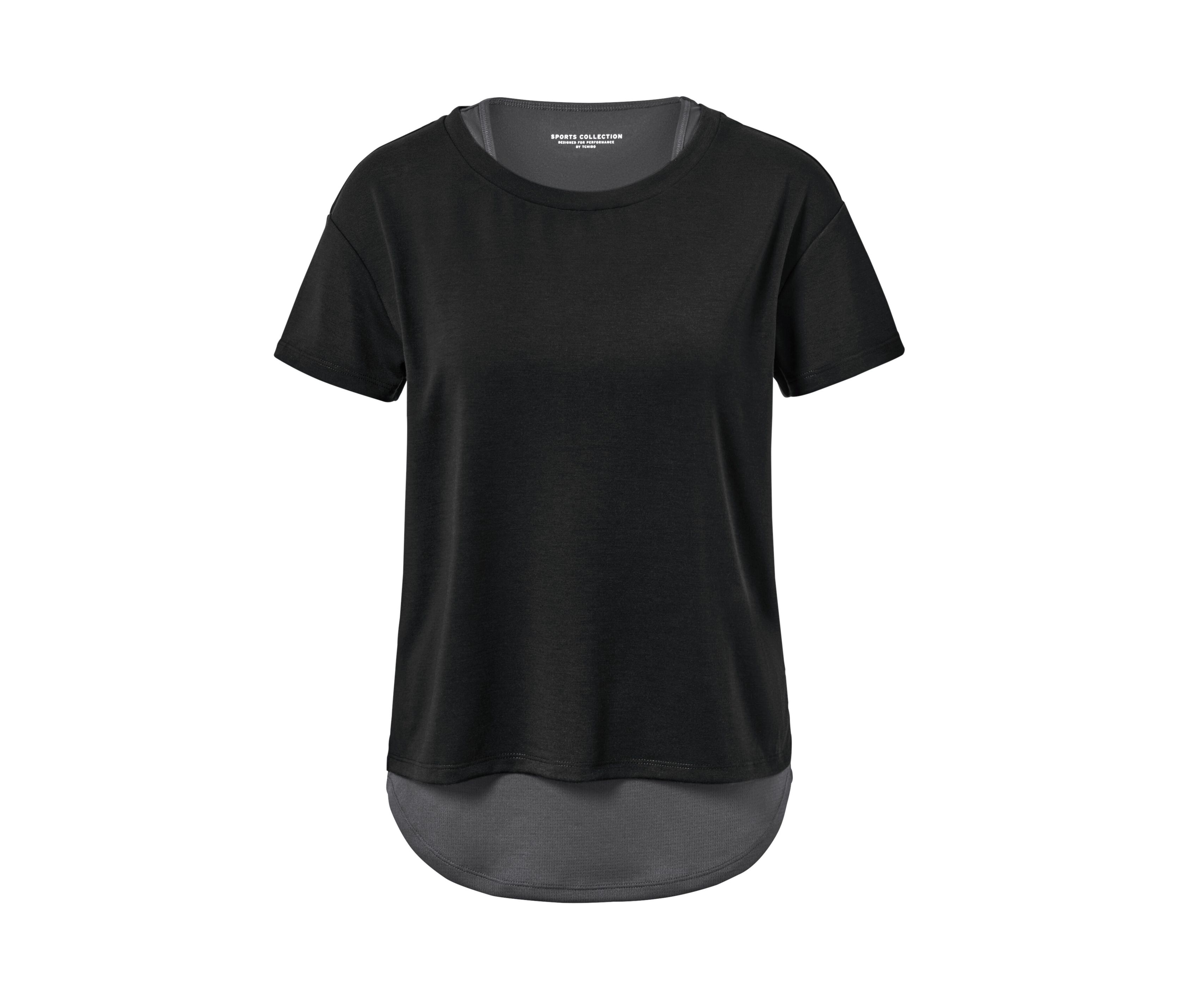 Tchibo - 2-in-1-Kurzarm-Sportshirt - Damen - Gr. XS - schwarz