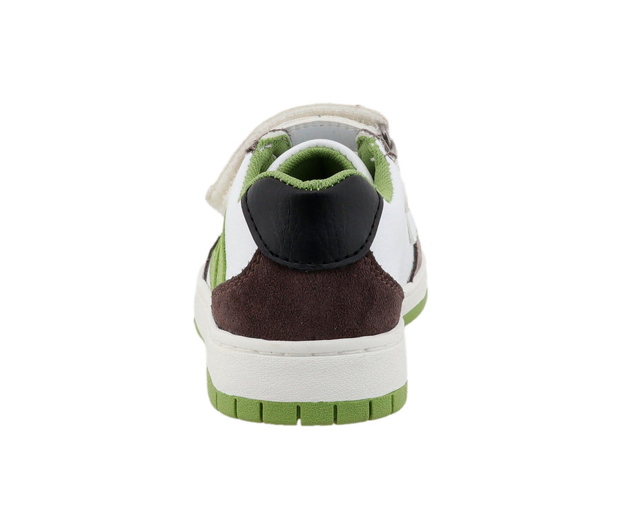 Rückansicht eines grau-grünen Lurchi Sneakers.