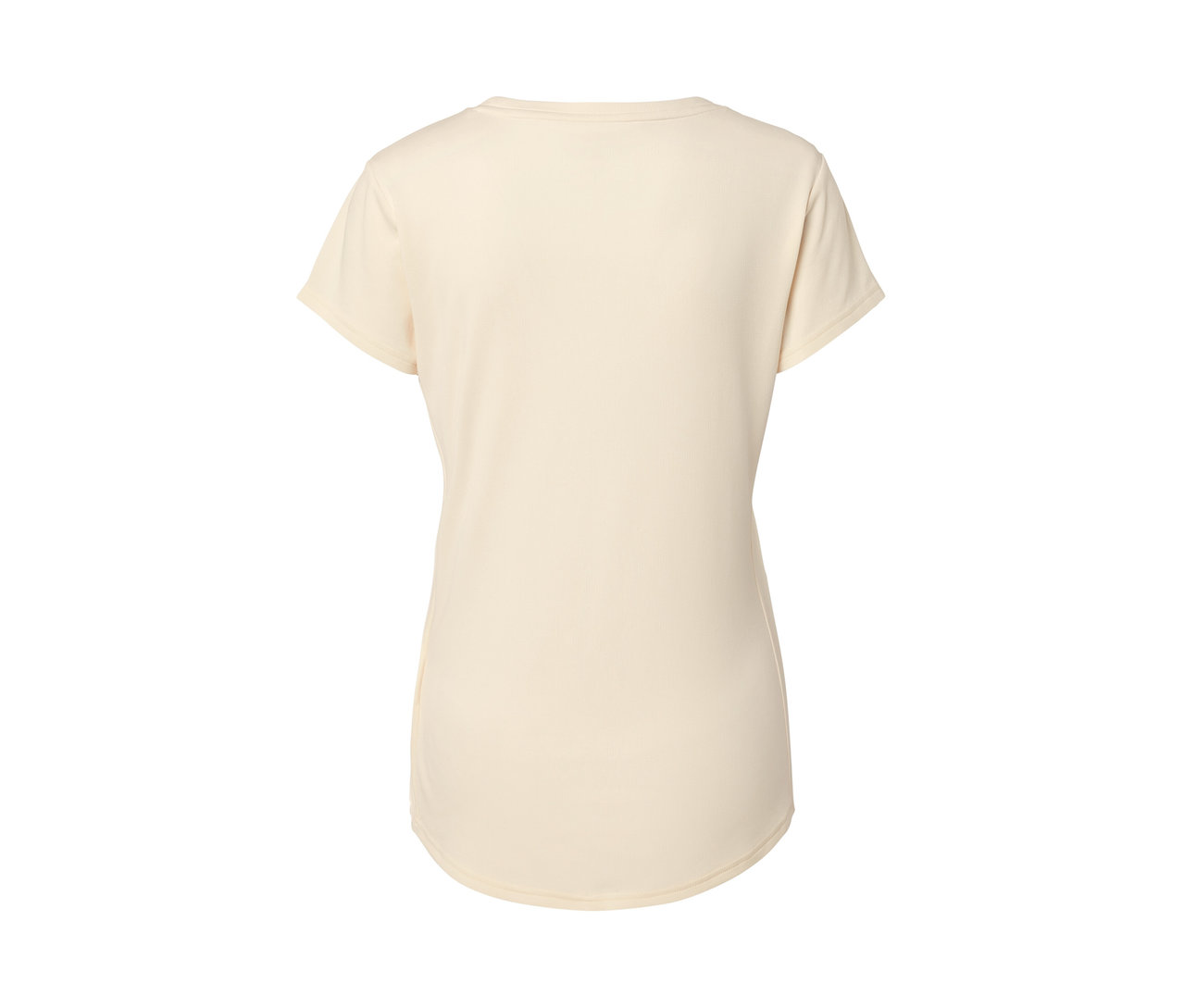 Cremefarbenes Sportshirt von hinten.