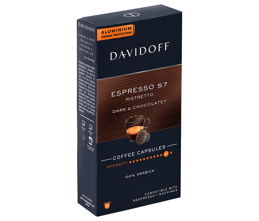 Verpackung mit 10 Kapseln DAVIDOFF CAFÉ Espresso 57.