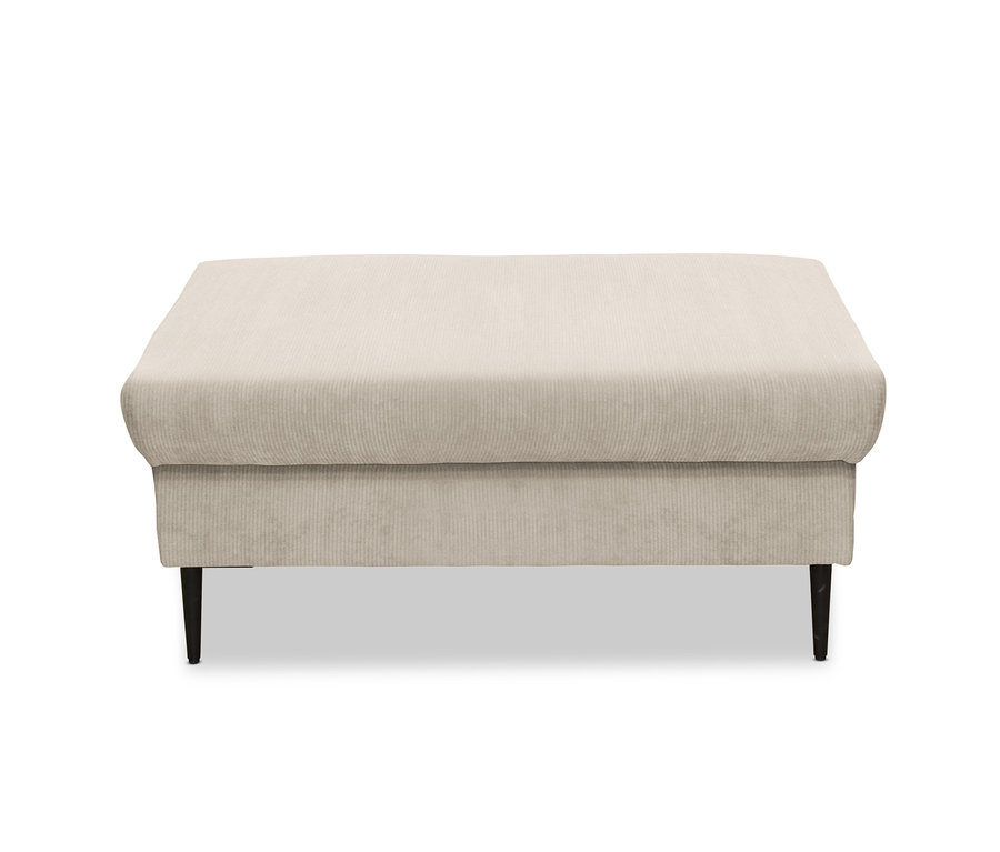 Ein cremefarbener DOMO collection Hocker Modica vor einem weißen Hintergrund.