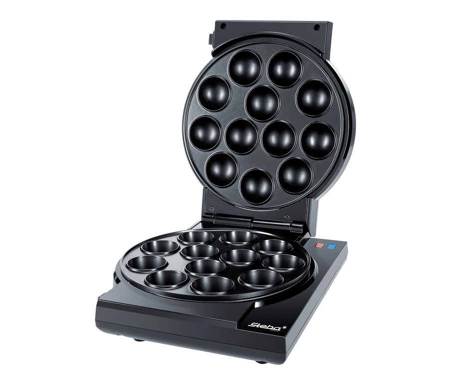 Offener schwarzer Steba Cake-Maker 3-in-1 "CM 3" mit Antihaftbeschichtung und Backmulden.