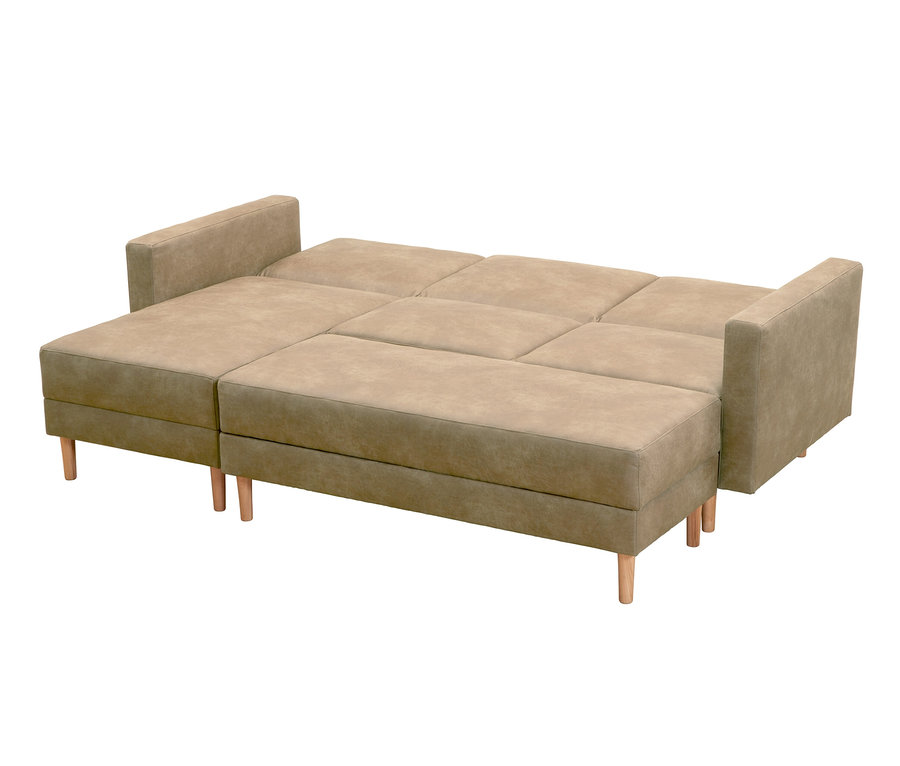 Ausgeklapptes Federkern-Eckschlafsofa »Just More« mit Stauraumbank, sahara.