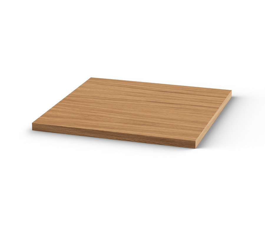 Detail einer Holzplatte der schmalen Kommode Metall »CN3«.