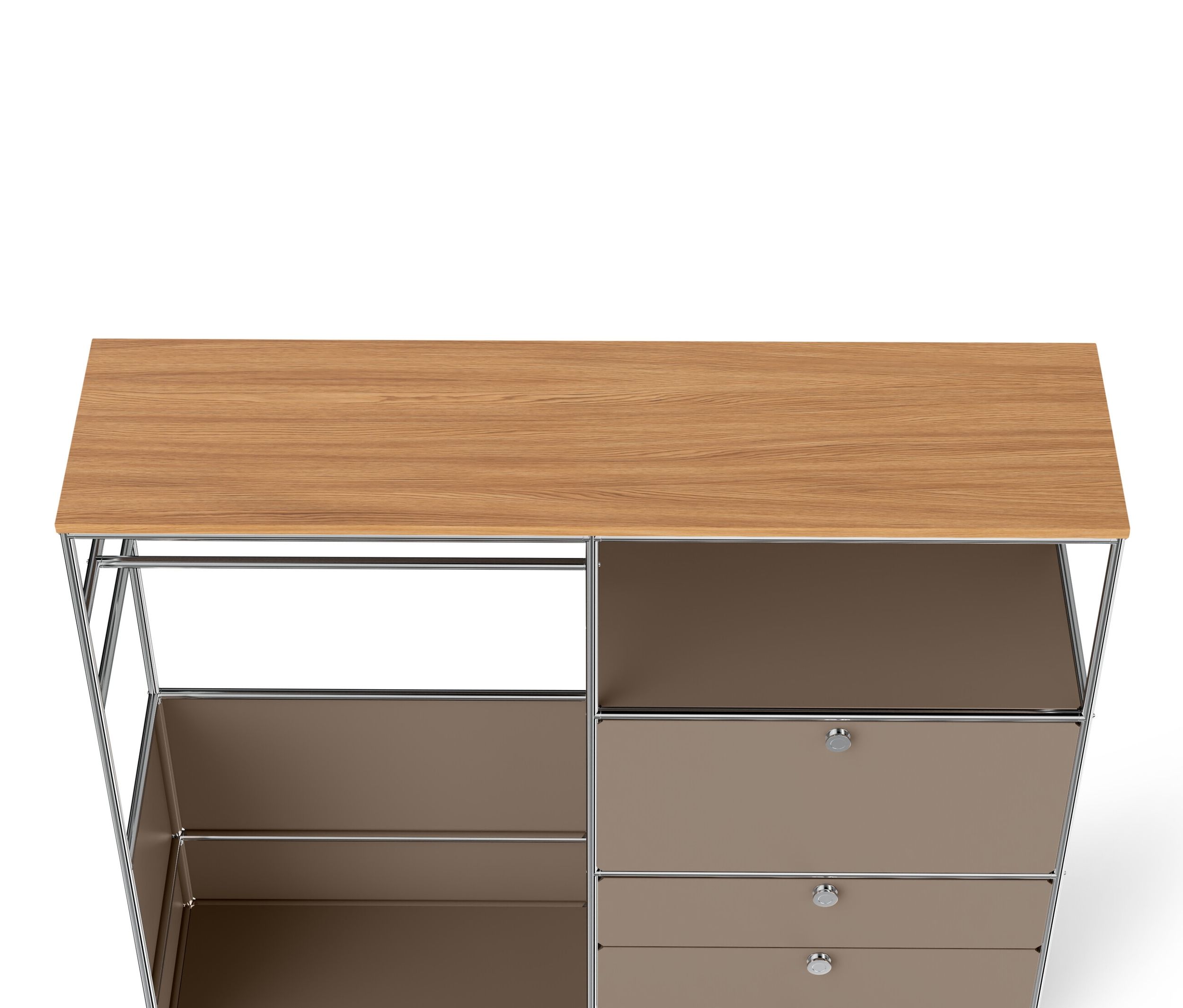 Thumbnail - Tchibo - Kommode Metall »Cn3« mit Holzplatte - 154x42x140,5cm - taupe - Stahl / Aluminium / Kunststoff
